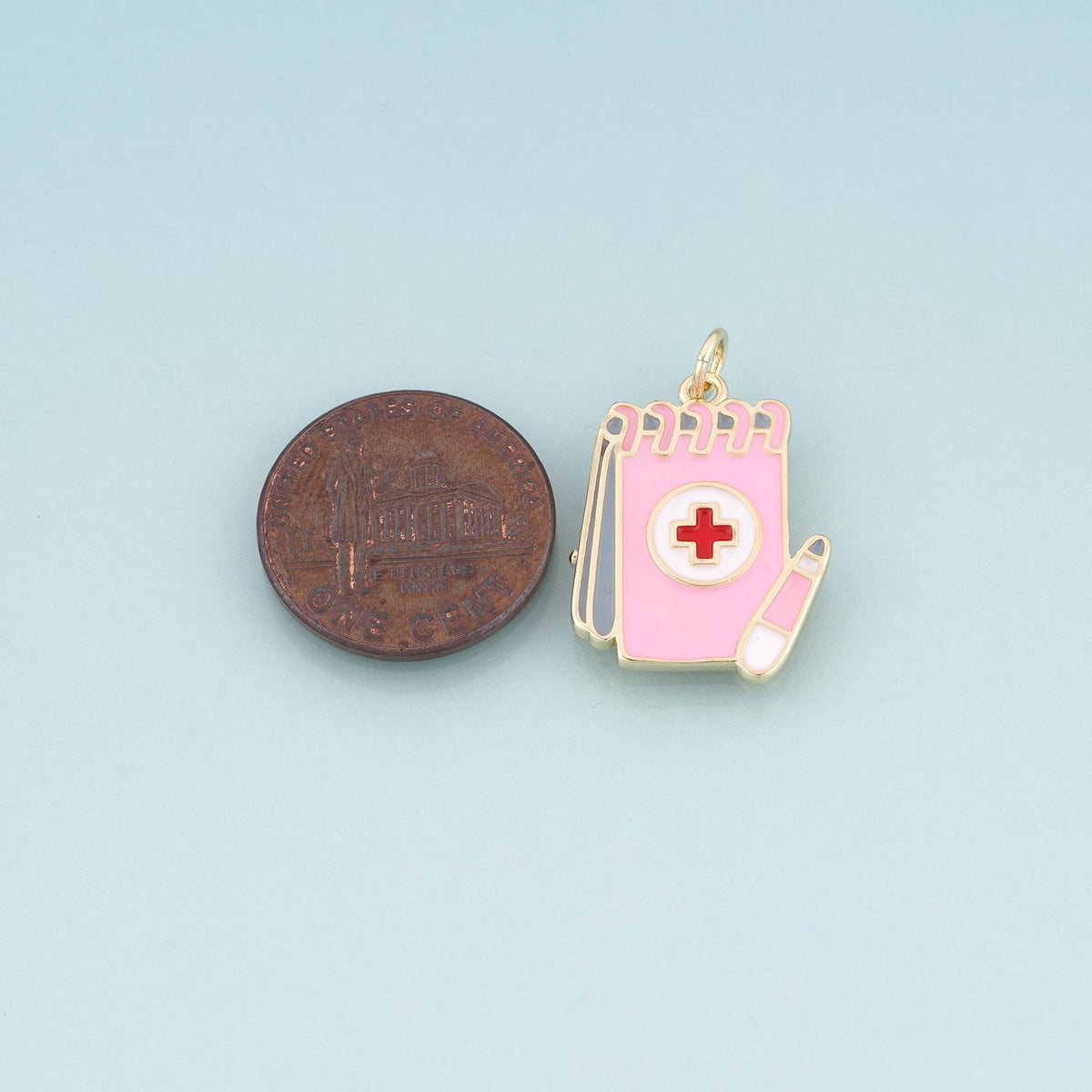 18K Gold Filled Hand Enamel Charm Pendant for Jewelry Making