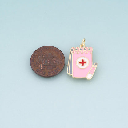 18K Gold Filled Hand Enamel Charm Pendant for Jewelry Making