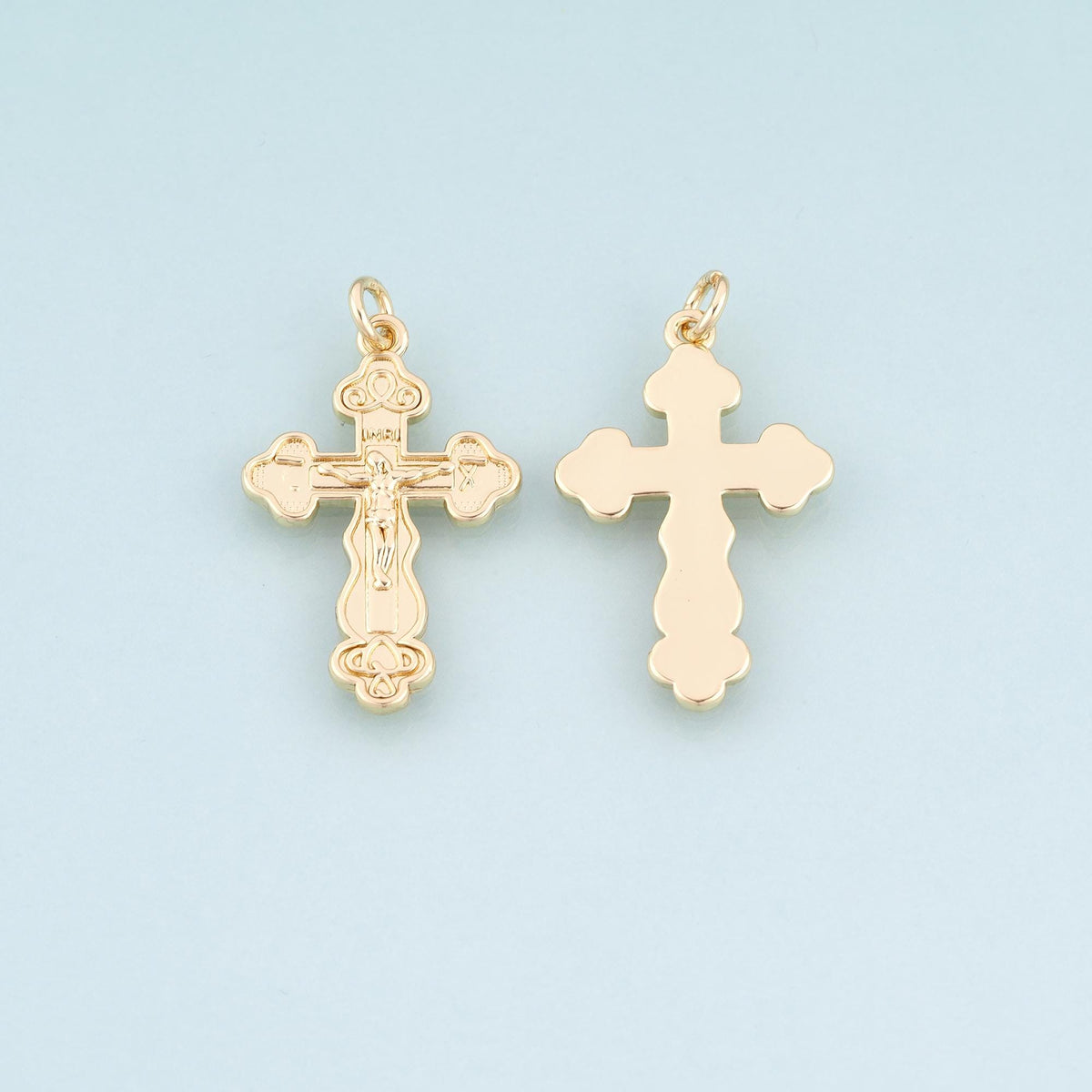 18K Gold Filled Cross Charm Pendant for Jewelry Making