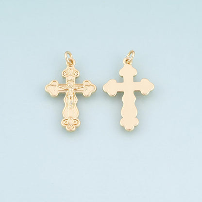 18K Gold Filled Cross Charm Pendant for Jewelry Making