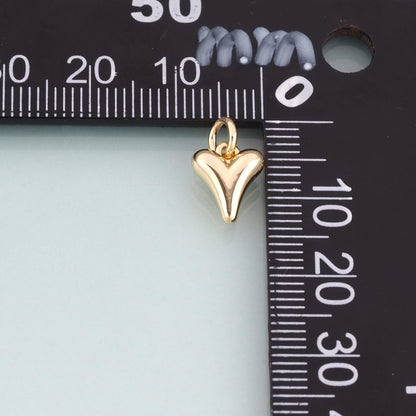 18K Gold Filled Heart Pendant,Minimalist Heart Charm Bracelet Necklace for DIY Jewelry Making Supply