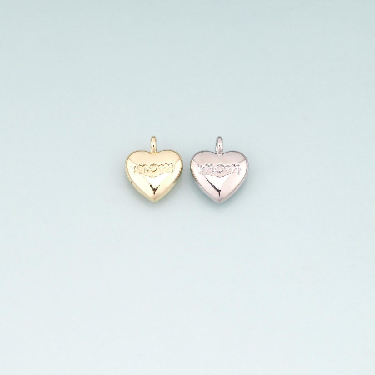 18K Gold Filled Heart Pendant,Mom's Love Charm Bracelet Necklace for DIY Jewelry Making Supply