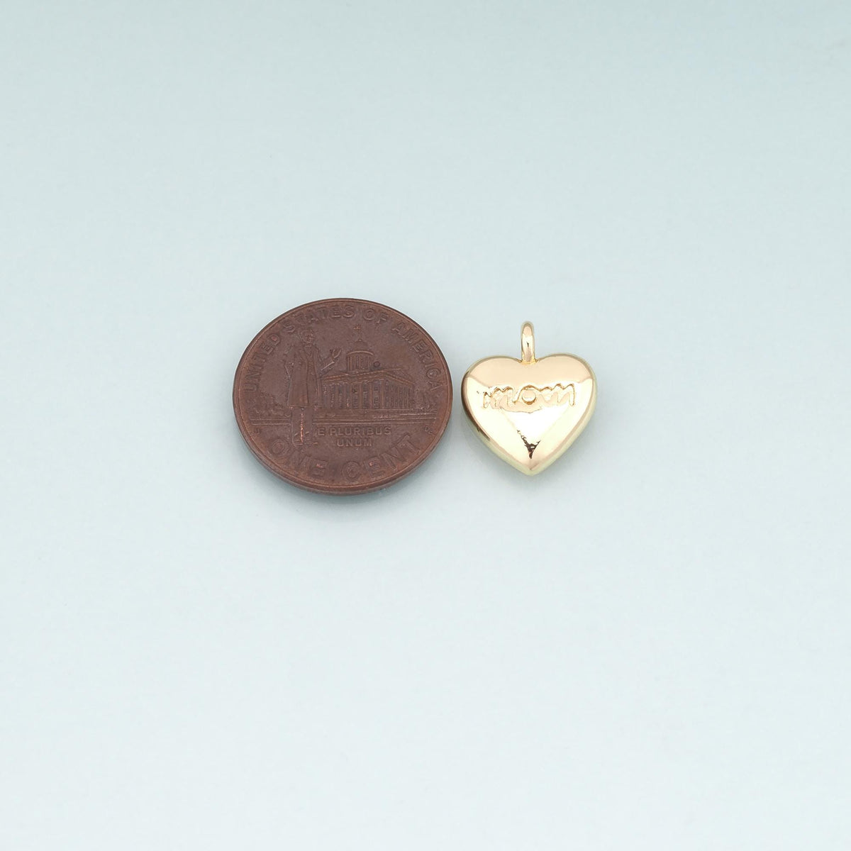 18K Gold Filled Heart Pendant,Mom's Love Charm Bracelet Necklace for DIY Jewelry Making Supply