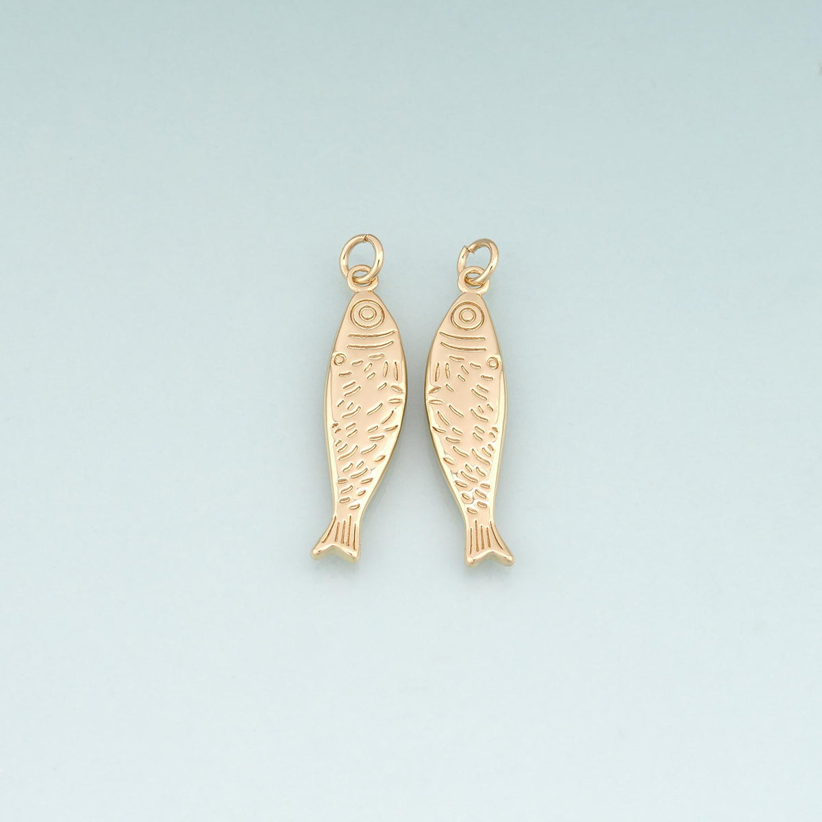 18K Gold Filled Fish Pendant,Ocean Charm Bracelet Necklace for DIY Jewelry Making Supply