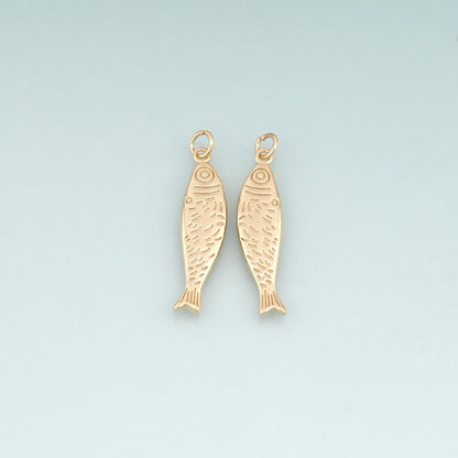 18K Gold Filled Fish Pendant,Ocean Charm Bracelet Necklace for DIY Jewelry Making Supply