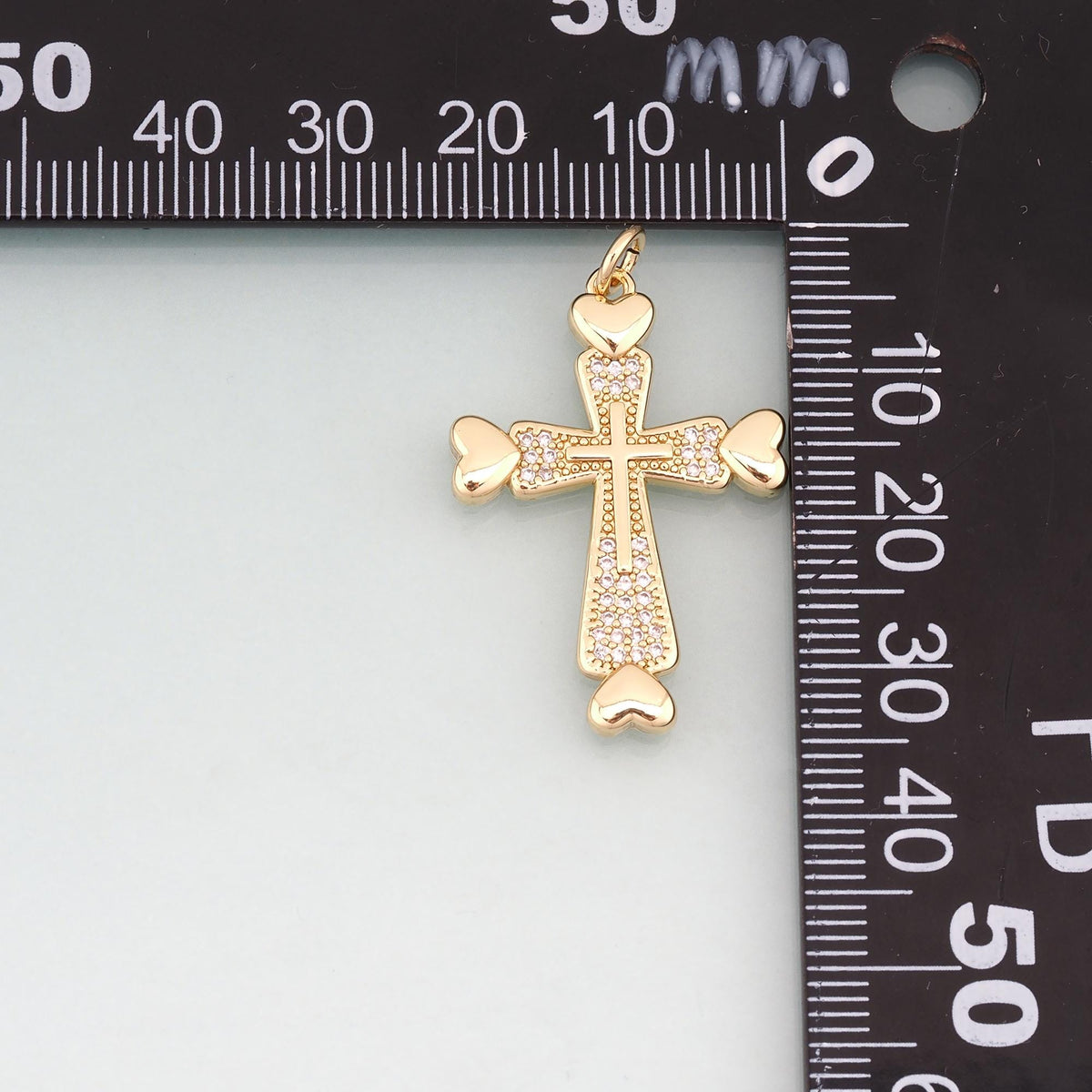 18K Gold Filled Cross CZ Charm Pendant for Jewelry Making