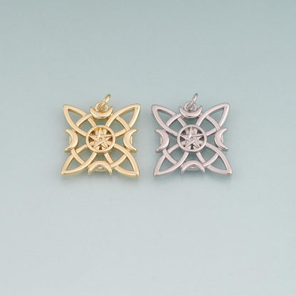 18K Gold Filled Star Compass Pendant,Star Charm Bracelet Necklace for DIY Jewelry Making Supply