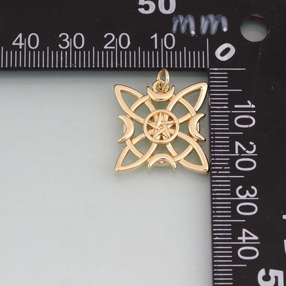 18K Gold Filled Star Compass Pendant,Star Charm Bracelet Necklace for DIY Jewelry Making Supply