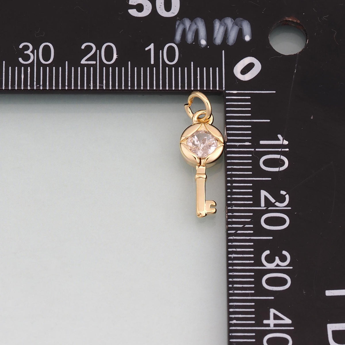 18K Gold Filled Key CZ Charm Pendant for Jewelry Making