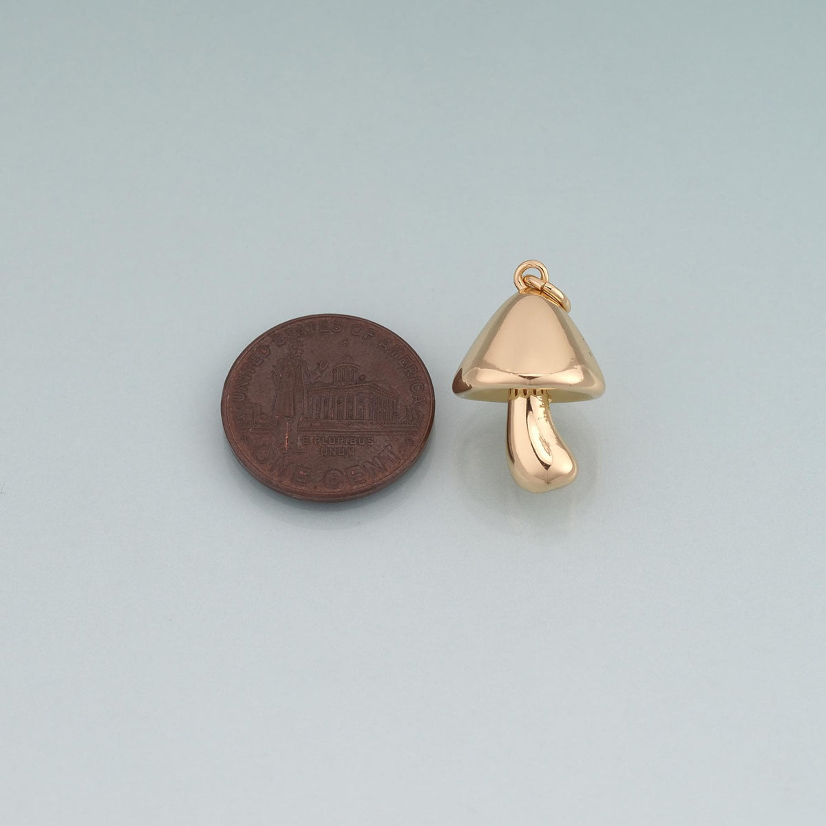 18K Gold Filled Mushroom Pendant,Cute Charm Bracelet Necklace for DIY Jewelry Making Supply