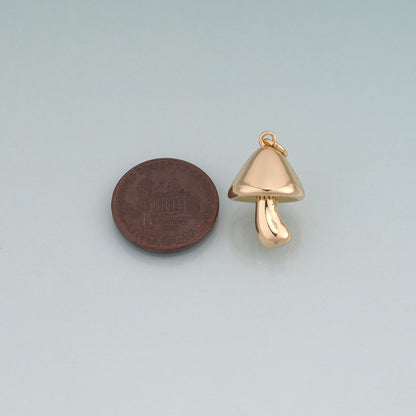 18K Gold Filled Mushroom Pendant,Cute Charm Bracelet Necklace for DIY Jewelry Making Supply