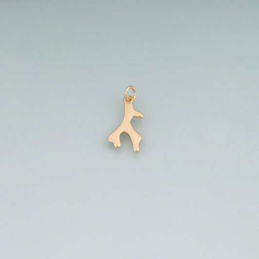 18K Gold Filled Antlers Pendant,Animal Charm Bracelet Necklace for DIY Jewelry Making Supply