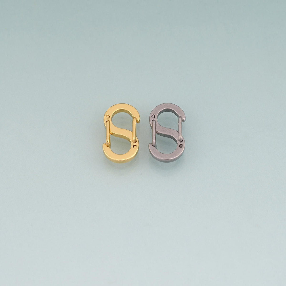18K Gold Filled S Shaped Double Spring Clasp Pendant,S Shaped Charm Bracelet Necklace for DIY Jewelry Making Supply