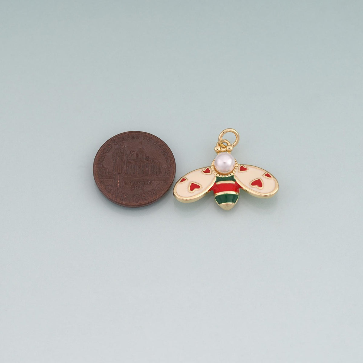 18K Gold Filled Enamel Bee Pendant,Bee Charm Bracelet Necklace for DIY Jewelry Making Supply