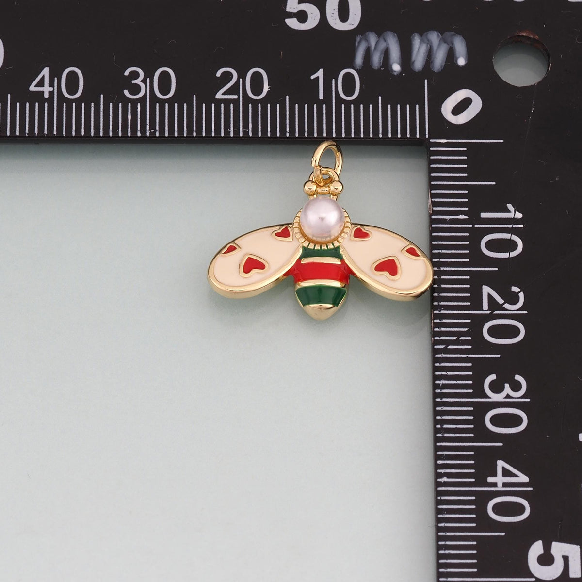 18K Gold Filled Enamel Bee Pendant,Bee Charm Bracelet Necklace for DIY Jewelry Making Supply