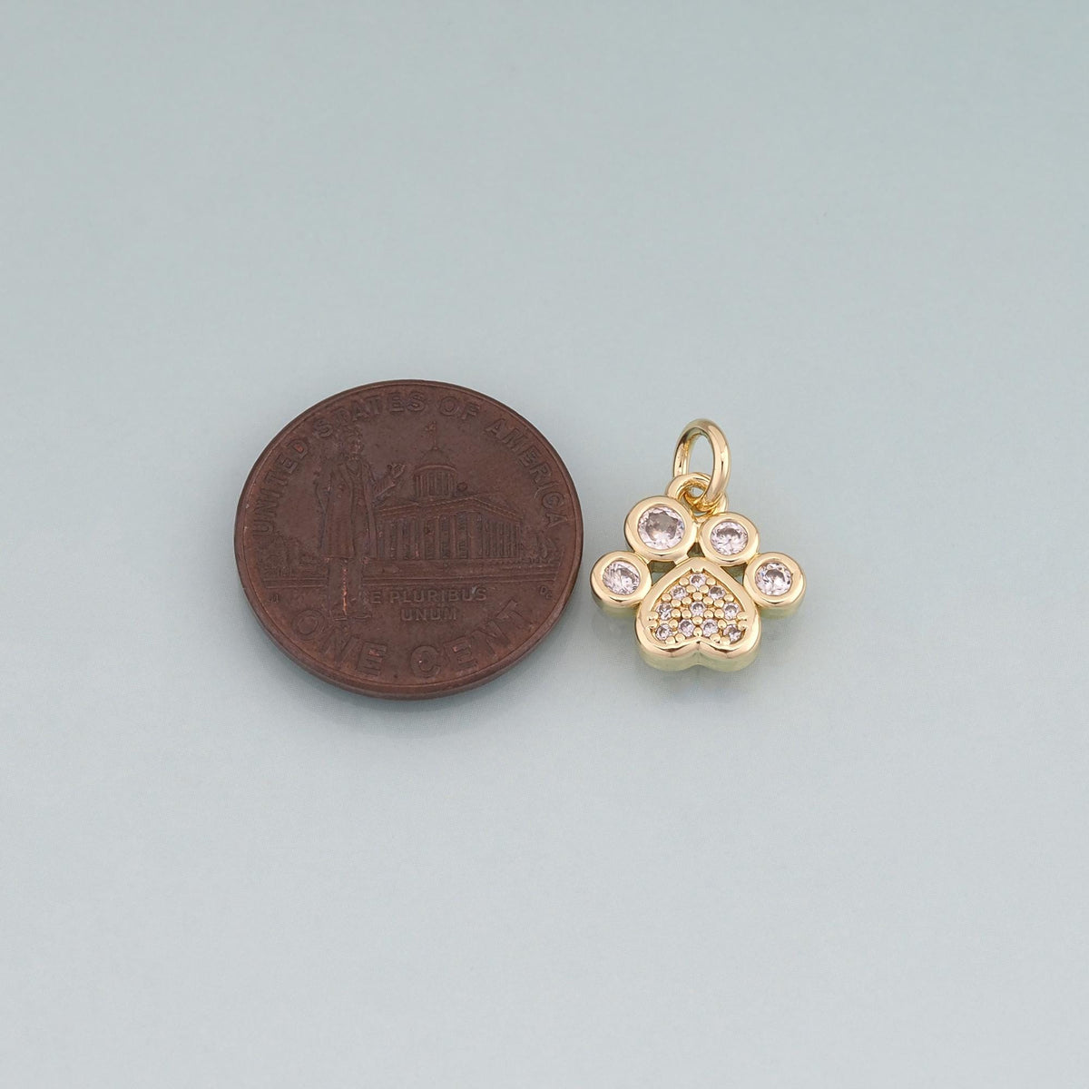 18K Gold Filled Cubic Zirconia Paw Charm Pendant for Jewelry Making