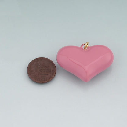 18K Gold Filled Enamel Heart Pendant,Heart Charm Bracelet Necklace for DIY Jewelry Making Supply