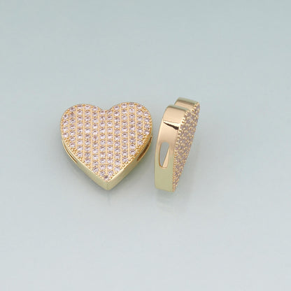 18K Gold Filled Heart CZ Charm Pendant for Jewelry Making
