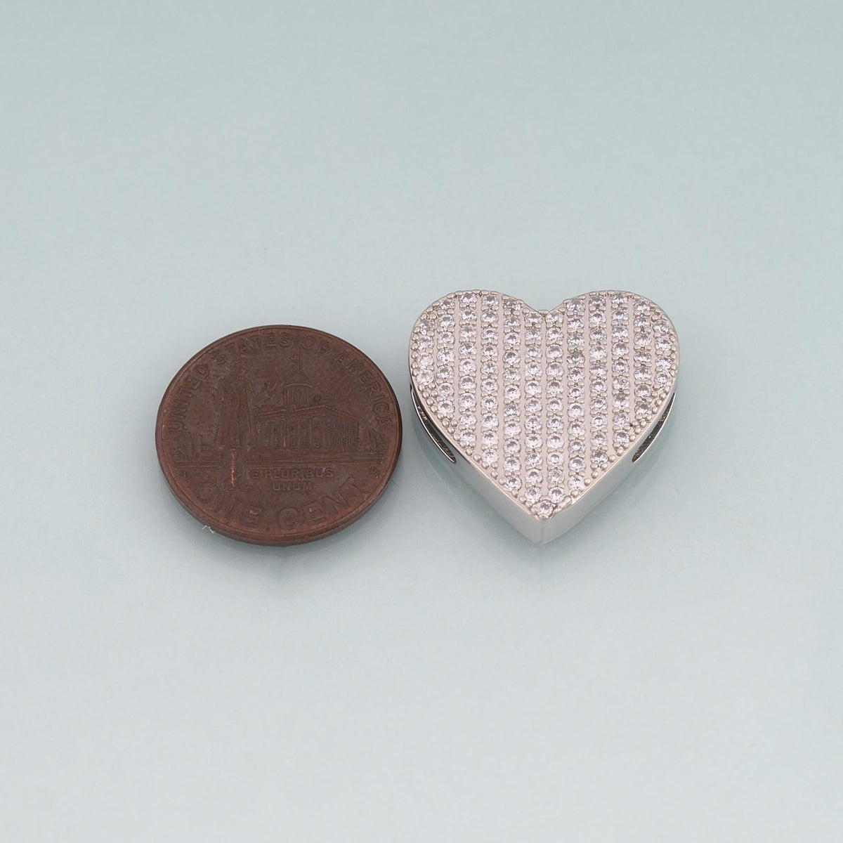 18K Gold Filled Heart CZ Charm Pendant for Jewelry Making