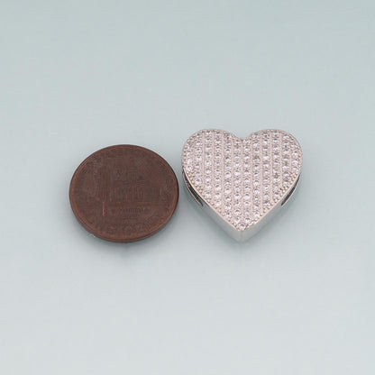 18K Gold Filled Heart CZ Charm Pendant for Jewelry Making