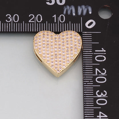 18K Gold Filled Heart CZ Charm Pendant for Jewelry Making
