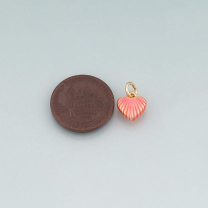 18K Gold Filled Enamel Texture Heart Pendant,Heart Charm Bracelet Necklace for DIY Jewelry Making Supply