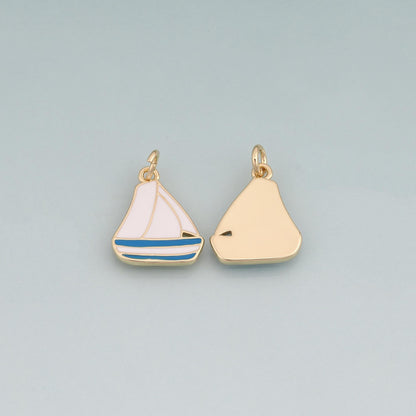 18K Gold Filled Hand Enamel Charm Pendant for Jewelry Making