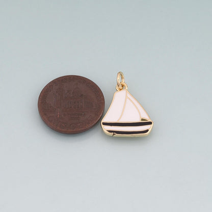 18K Gold Filled Hand Enamel Charm Pendant for Jewelry Making