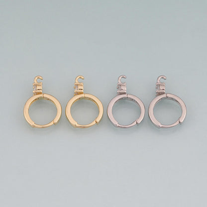 A Pair 18K Gold Filled CZ Round Earrings,Round Earrings Bracelet Necklace for DIY Jewelry Making Supply