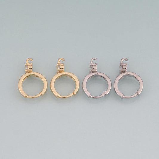 A Pair 18K Gold Filled CZ Round Earrings,Round Earrings Bracelet Necklace for DIY Jewelry Making Supply