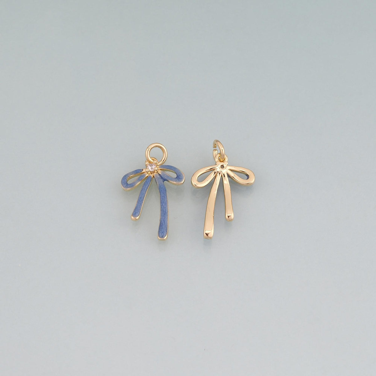 18K Gold Filled Enamel Bow Pendant,Bow Charm Bracelet Necklace for DIY Jewelry Making Supply