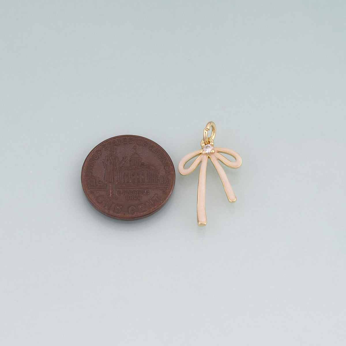 18K Gold Filled Enamel Bow Pendant,Bow Charm Bracelet Necklace for DIY Jewelry Making Supply