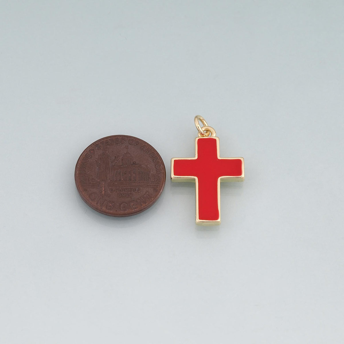 18K Gold Filled Cross Enamel Charm Pendant for Jewelry Making