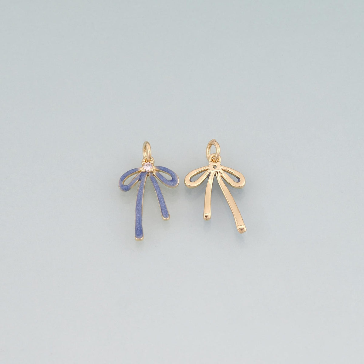 18K Gold Filled Enamel Bow Pendant,Bow Charm Bracelet Necklace for DIY Jewelry Making Supply