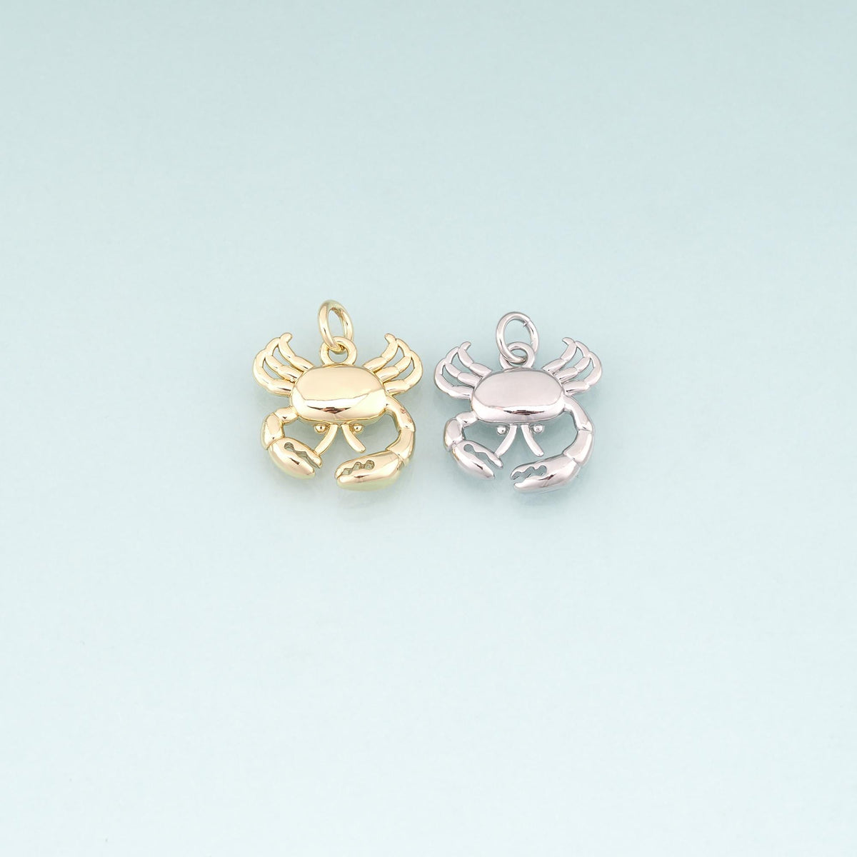 18K Gold Filled Crab Pendant,Minimalist Crab Charm Bracelet Necklace for DIY Jewelry Making Supply