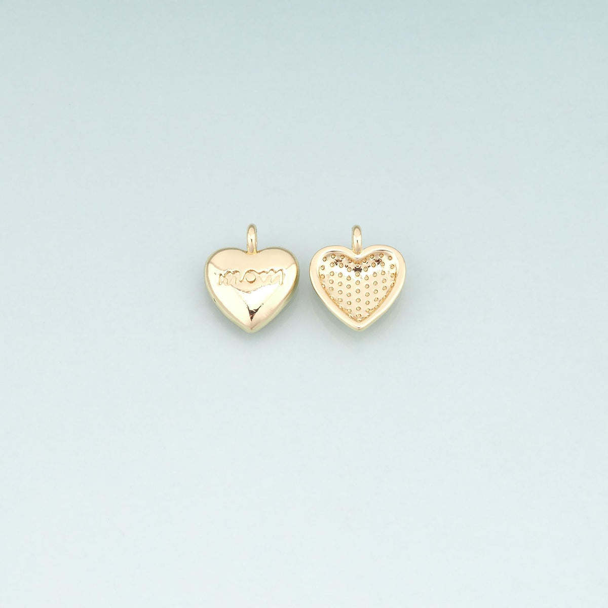 18K Gold Filled Heart Pendant,Mom's Love Charm Bracelet Necklace for DIY Jewelry Making Supply