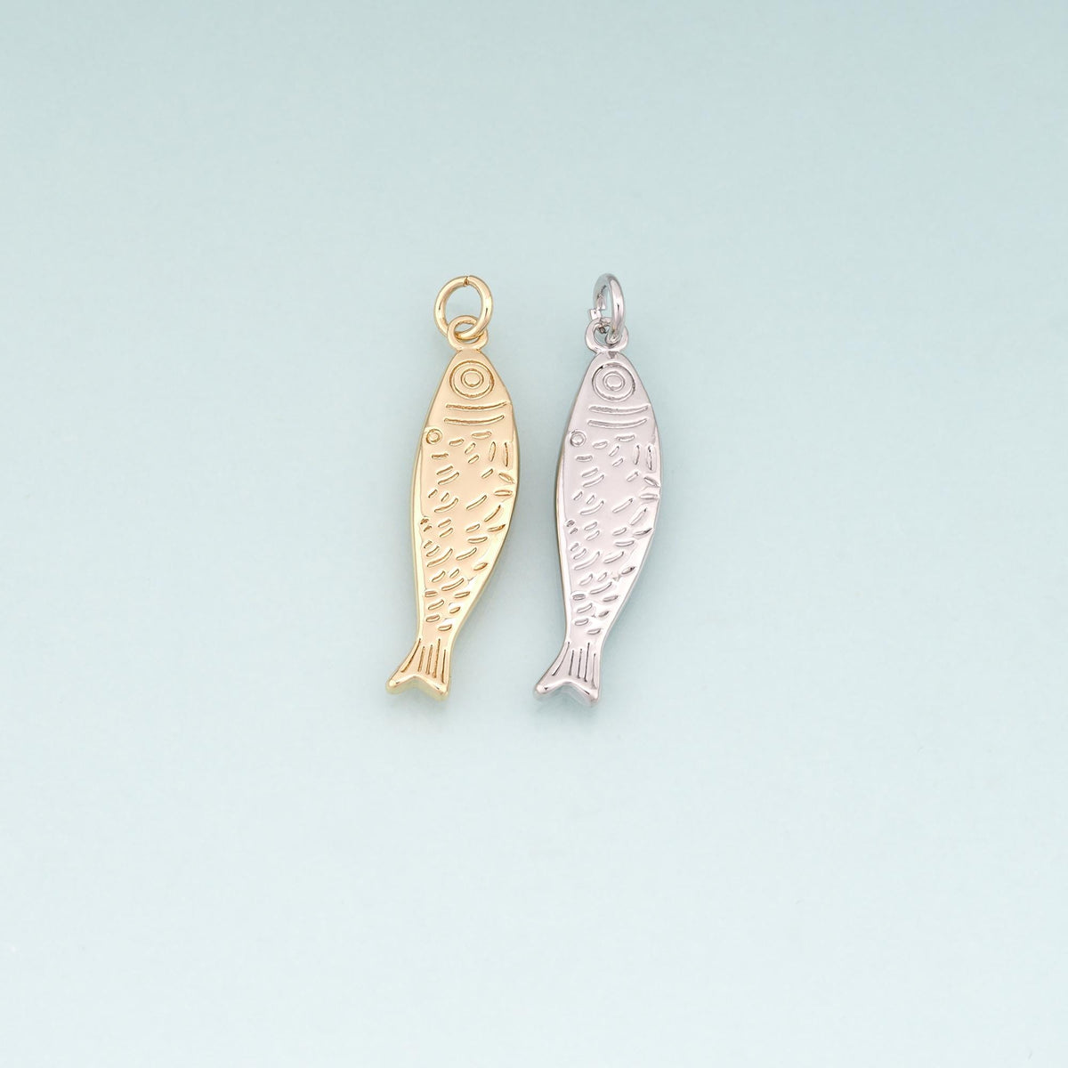 18K Gold Filled Fish Pendant,Ocean Charm Bracelet Necklace for DIY Jewelry Making Supply