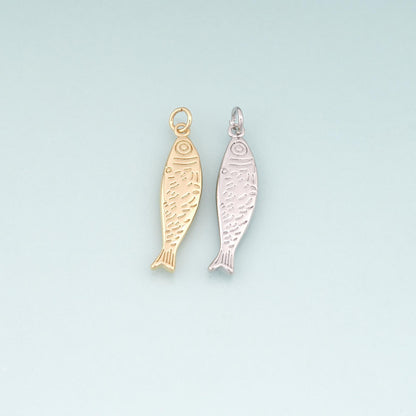 18K Gold Filled Fish Pendant,Ocean Charm Bracelet Necklace for DIY Jewelry Making Supply
