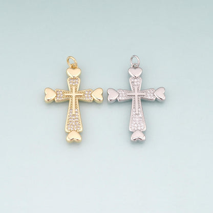 18K Gold Filled Cross CZ Charm Pendant for Jewelry Making