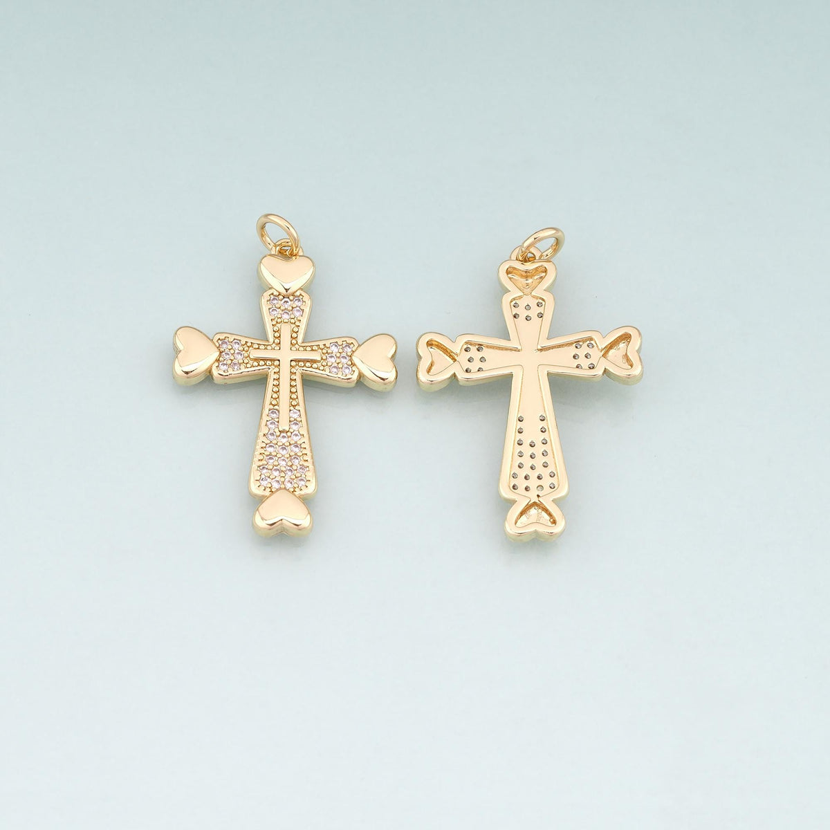 18K Gold Filled Cross CZ Charm Pendant for Jewelry Making