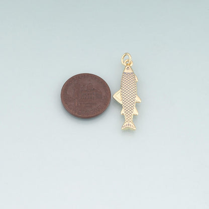 18K Gold Filled Enamel Chum Salmon Pendant,Ocean Charm Bracelet Necklace for DIY Jewelry Making Supply