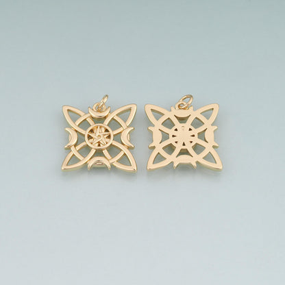 18K Gold Filled Star Compass Pendant,Star Charm Bracelet Necklace for DIY Jewelry Making Supply