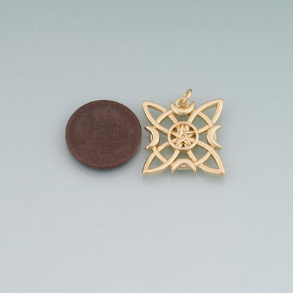 18K Gold Filled Star Compass Pendant,Star Charm Bracelet Necklace for DIY Jewelry Making Supply