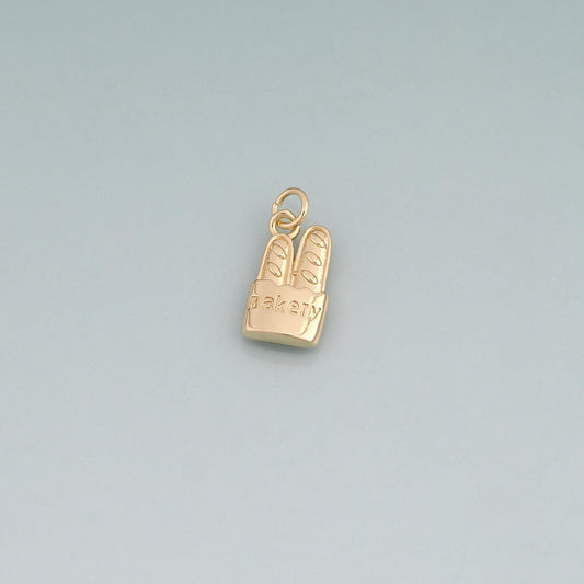 18K Gold Filled Baguette Pendant,French Flair Charm Bracelet Necklace for DIY Jewelry Making Supply