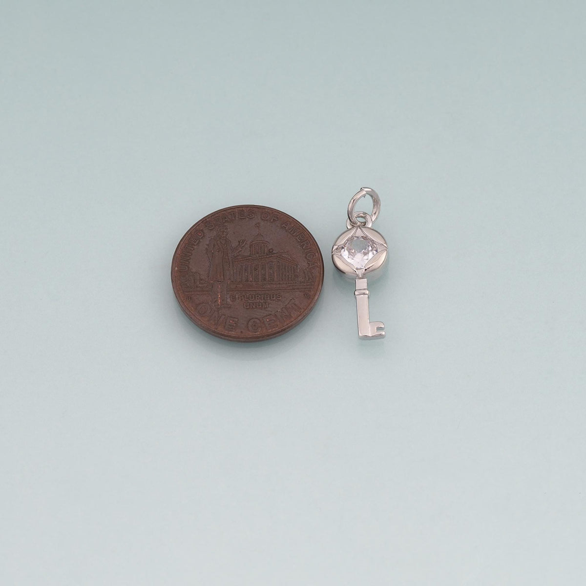 18K Gold Filled Key CZ Charm Pendant for Jewelry Making