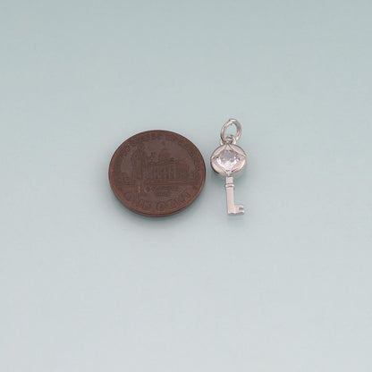 18K Gold Filled Key CZ Charm Pendant for Jewelry Making