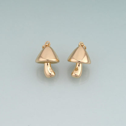 18K Gold Filled Mushroom Pendant,Cute Charm Bracelet Necklace for DIY Jewelry Making Supply