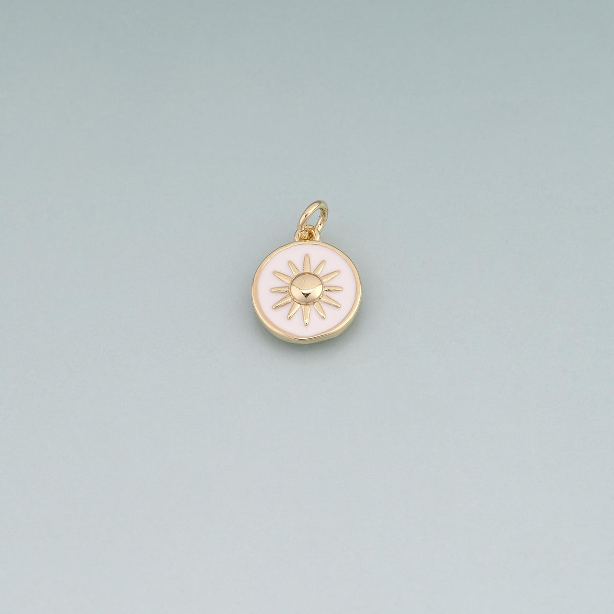 18K Gold Filled Enamel Sun Round Pendant,Sun Charm Bracelet Necklace for DIY Jewelry Making Supply