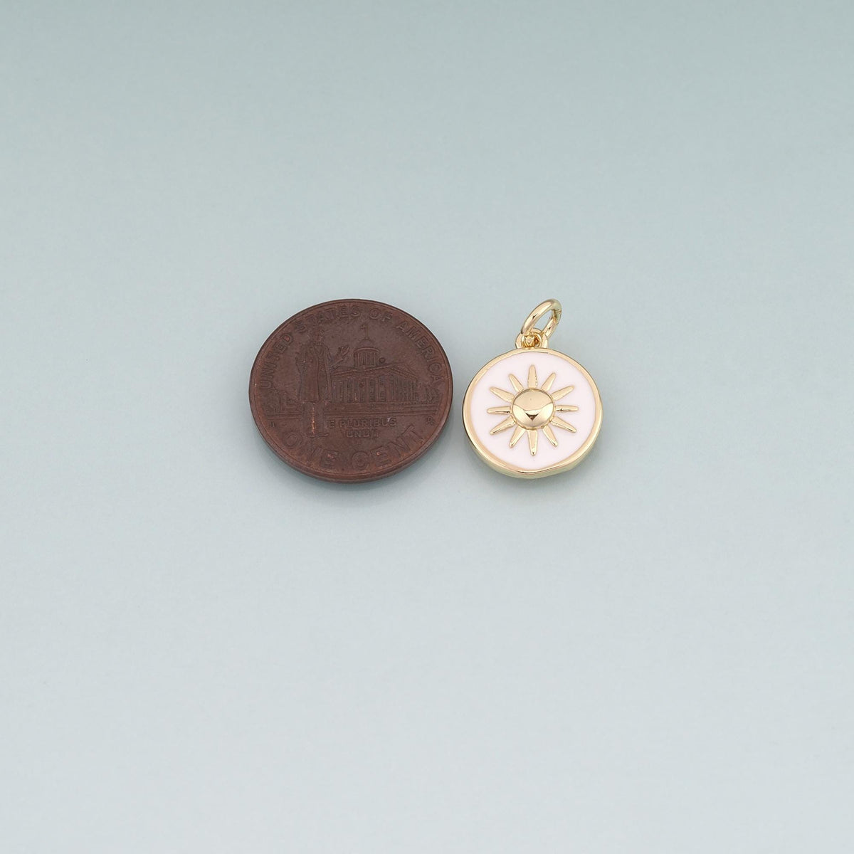 18K Gold Filled Enamel Sun Round Pendant,Sun Charm Bracelet Necklace for DIY Jewelry Making Supply