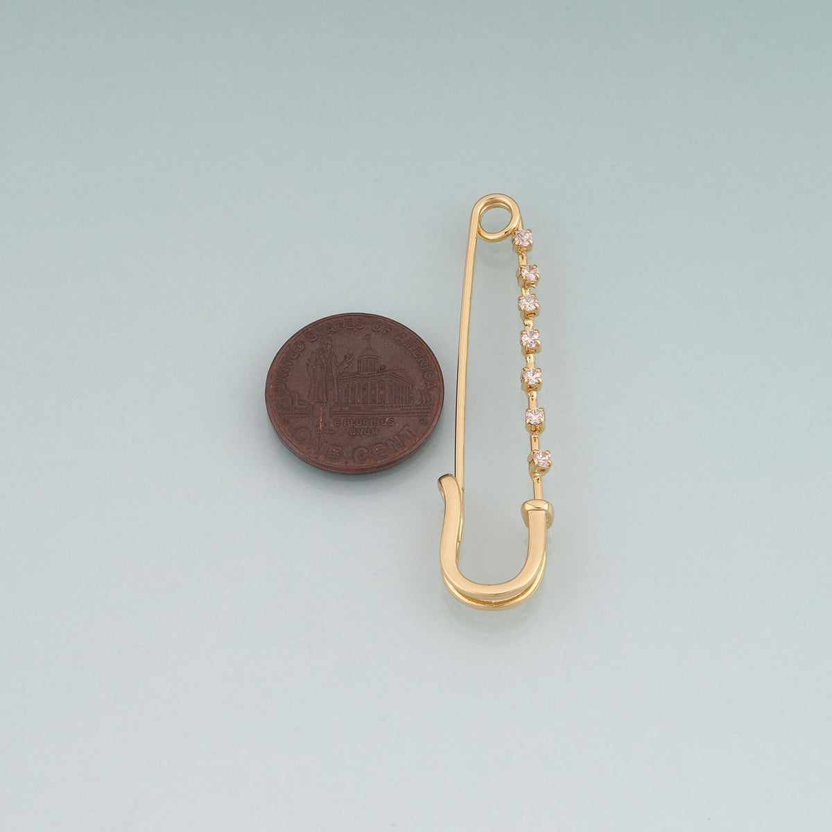 18K Gold Filled Cubic Zirconia Paperclip Charm Pendant for Jewelry Making
